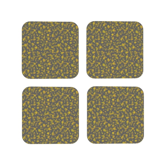 Leather Coasters with Heat-resistant for Drinks, Abstract flower Dot pattern Cup Coasters Cup Pad Mat for Tabletop Protection, Coffee Table, Office Desk and Housewarming Gift