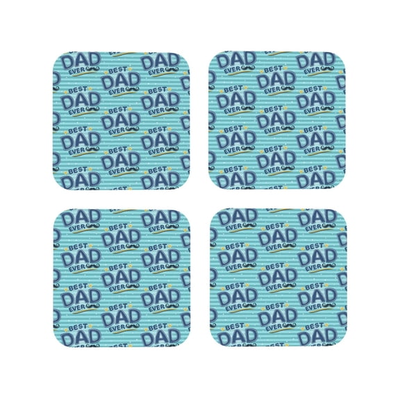 Leather Coasters with Heat-resistant for Drinks, Best Dad Ever Cup Coasters Cup Pad Mat for Tabletop Protection, Coffee Table, Office Desk and Housewarming Gift