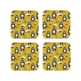 thumbnail image 1 of Leather Coasters with Heat-resistant for Drinks, Cartoon bear yellow Cup Coasters Cup Pad Mat for Tabletop Protection, Coffee Table, Office Desk and Housewarming Gift, 1 of 5