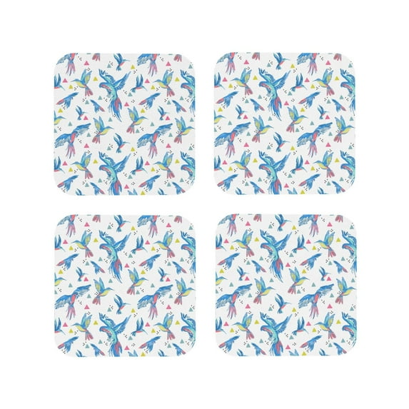 Leather Coasters with Heat-resistant for Drinks, Classic Watercolor Cute Parrot Cup Coasters Cup Pad Mat for Tabletop Protection, Coffee Table, Office Desk and Housewarming Gift
