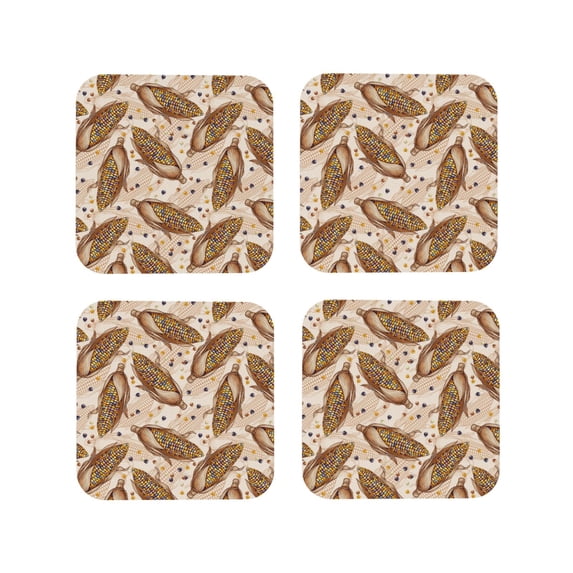Leather Coasters with Heat-resistant for Drinks, Colorful Corn Cup Coasters Cup Pad Mat for Tabletop Protection, Coffee Table, Office Desk and Housewarming Gift