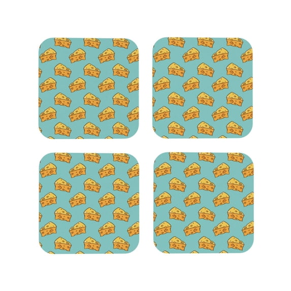 Leather Coasters with Heat-resistant for Drinks, Cute Cheese Light Blue Cup Coasters Cup Pad Mat for Tabletop Protection, Coffee Table, Office Desk and Housewarming Gift