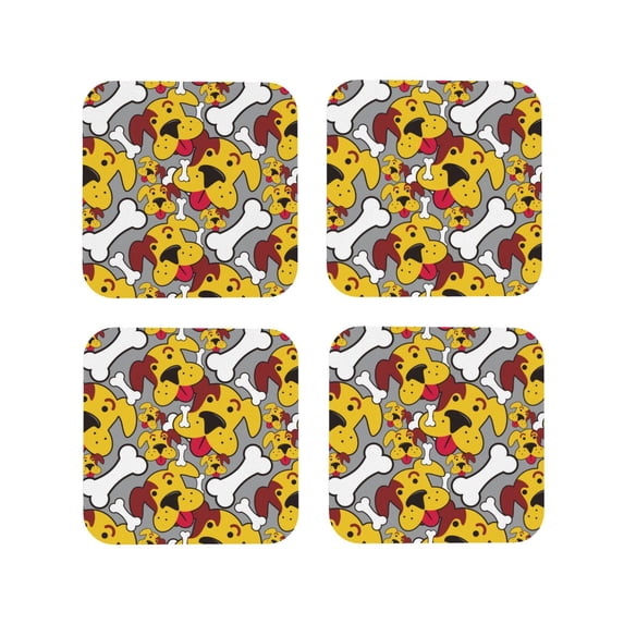 Leather Coasters with Heat-resistant for Drinks, Cute dog G Cup Coasters Cup Pad Mat for Tabletop Protection, Coffee Table, Office Desk and Housewarming Gift