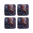 thumbnail image 1 of Leather Coasters with Heat-resistant for Drinks, Lazy Stone Bear Cup Coasters Cup Pad Mat for Tabletop Protection, Coffee Table, Office Desk and Housewarming Gift, 1 of 5