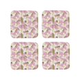 thumbnail image 1 of Leather Coasters with Heat-resistant for Drinks, Lilies Flowers Light Pink Cup Coasters Cup Pad Mat for Tabletop Protection, Coffee Table, Office Desk and Housewarming Gift, 1 of 5