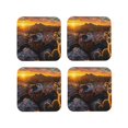 thumbnail image 1 of Leather Coasters with Heat-resistant for Drinks, Lizard With Sunglasses Sunset Cup Coasters Cup Pad Mat for Tabletop Protection, Coffee Table, Office Desk and Housewarming Gift, 1 of 5