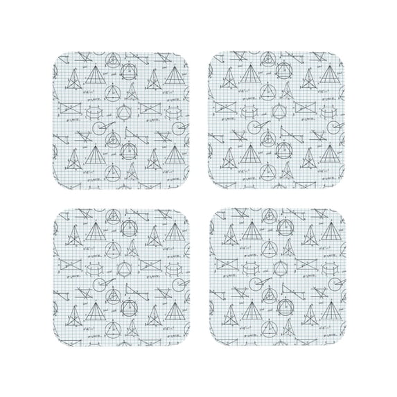 Leather Coasters with Heat-resistant for Drinks, Math equation Print Cup Coasters Cup Pad Mat for Tabletop Protection, Coffee Table, Office Desk and Housewarming Gift