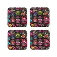 thumbnail image 1 of Leather Coasters with Heat-resistant for Drinks, Monstrous Cartoon Characters Cup Coasters Cup Pad Mat for Tabletop Protection, Coffee Table, Office Desk and Housewarming Gift, 1 of 5
