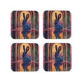 thumbnail image 1 of Leather Coasters with Heat-resistant for Drinks, Neon Rabbit In Archway Cup Coasters Cup Pad Mat for Tabletop Protection, Coffee Table, Office Desk and Housewarming Gift, 1 of 5