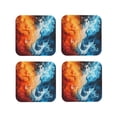 thumbnail image 1 of Leather Coasters with Heat-resistant for Drinks, Red and Blue Waves Cup Coasters Cup Pad Mat for Tabletop Protection, Coffee Table, Office Desk and Housewarming Gift, 1 of 5