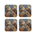 thumbnail image 1 of Leather Coasters with Heat-resistant for Drinks, Rustic Tile Pattern Cup Coasters Cup Pad Mat for Tabletop Protection, Coffee Table, Office Desk and Housewarming Gift, 1 of 5