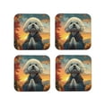 thumbnail image 1 of Leather Coasters with Heat-resistant for Drinks, Sunset Meditating Bichon Frise Cup Coasters Cup Pad Mat for Tabletop Protection, Coffee Table, Office Desk and Housewarming Gift, 1 of 5