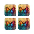 thumbnail image 1 of Leather Coasters with Heat-resistant for Drinks, Vibrant Rainbow Butterfly A Cup Coasters Cup Pad Mat for Tabletop Protection, Coffee Table, Office Desk and Housewarming Gift, 1 of 5