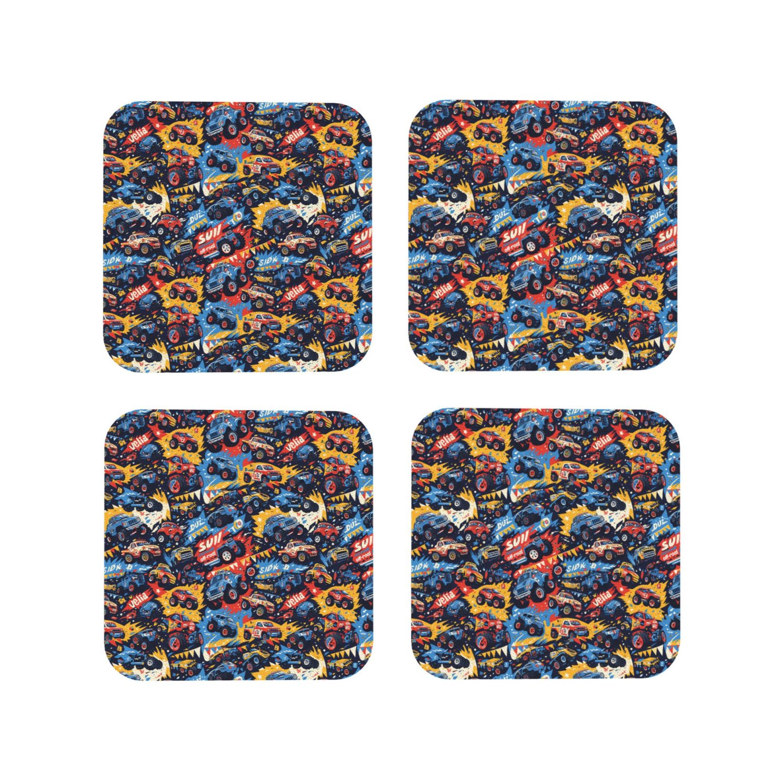 Leather Coasters with Heat-resistant for Drinks, colorful off road ...