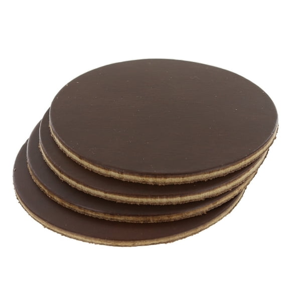 Leather Coasters, Horween Cavalier, Circle, Carolina Brown (4pc set)