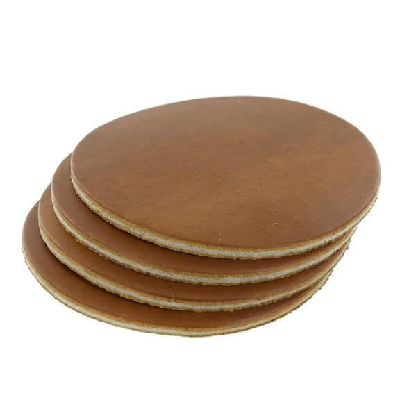 Leather Coasters, Horween Cavalier, Circle, Sunflower (4pc set)