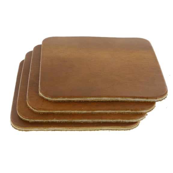 Leather Coasters, Horween Cavalier, Square, Sunflower (4pc set)