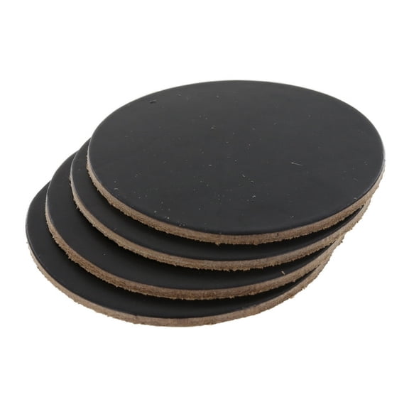 Leather Coasters, Horween Chromexcel, Circle, Black (4pc set)