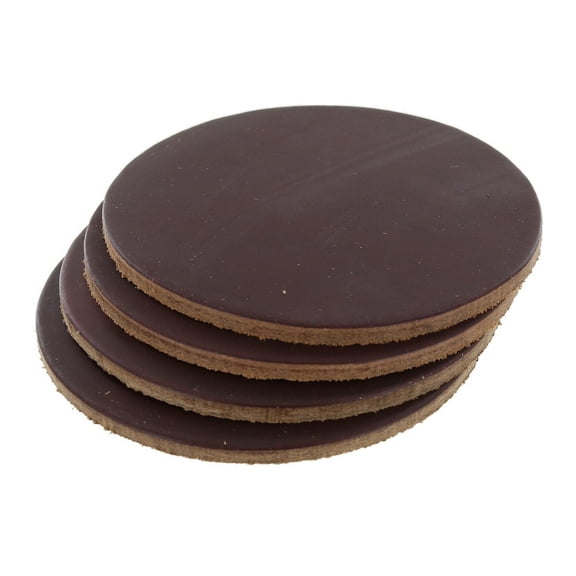 Leather Coasters, Horween Chromexcel, Circle, Burgundy (4pc set)