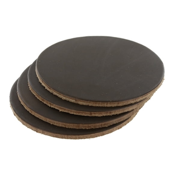 Leather Coasters, Horween Chromexcel, Circle, Dark Olive (4pc set)