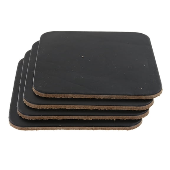 Leather Coasters, Horween Chromexcel, Square, Black (4pc set)