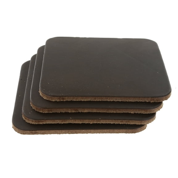 Leather Coasters, Horween Chromexcel, Square, Dark Olive (4pc set)