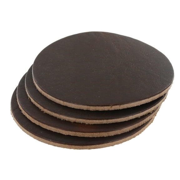 Leather Coasters, Horween Dublin, Circle, Brown Nut (4pc set)