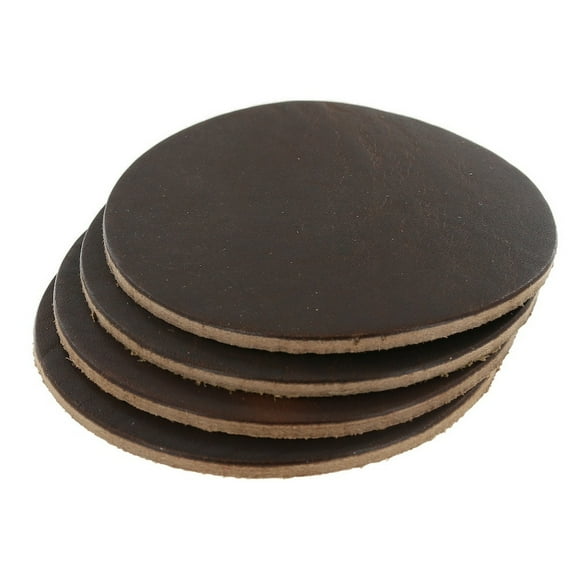 Leather Coasters, Horween Dublin, Circle, Brown Nut (4pc set)