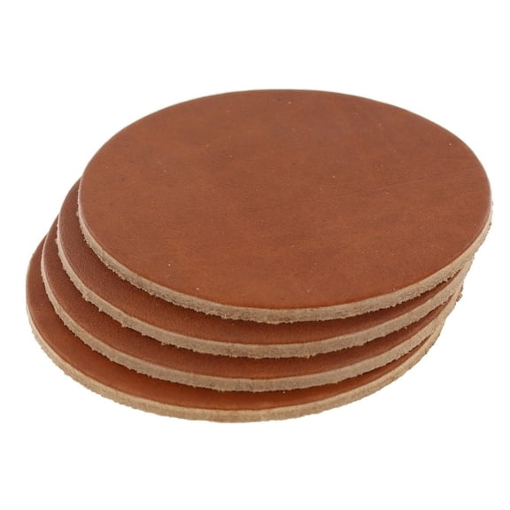 Leather Coasters, Horween Dublin, Circle, English Tan (4pc set)