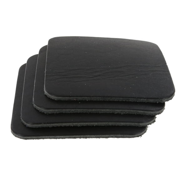 Leather Coasters, Horween Dublin, Square, Black (4pc set)