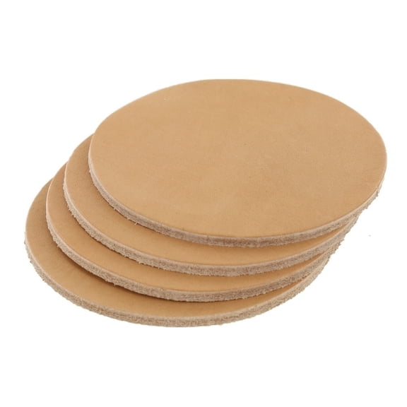 Leather Coasters, Horween Essex, Circle, Natural (4pc set)