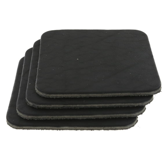 Leather Coasters, Horween Essex, Square, Black (4pc set)