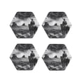 thumbnail image 1 of Leather Coasters with Heat-resistant for Drinks, 60s Black White Western Cowboy -标题2 Hexagon, 1 of 5