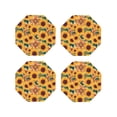 thumbnail image 1 of Leather Coasters with Heat-resistant for Drinks, Bohemian Sunflower -标题2 Octagon, 1 of 5
