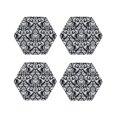 thumbnail image 1 of Leather Coasters with Heat-resistant for Drinks, Classica Floral Baroque Pattern -标题2 Hexagon, 1 of 5
