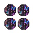 thumbnail image 1 of Leather Coasters with Heat-resistant for Drinks, Colorful Butterfly Dream -标题2 Octagon, 1 of 5