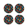 thumbnail image 1 of Leather Coasters with Heat-resistant for Drinks, Colorful Cartoon Parrot Leaves -标题2 Round Shape, 1 of 5