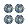 thumbnail image 1 of Leather Coasters with Heat-resistant for Drinks, Colorful flowers AA -标题2 Hexagon, 1 of 5