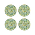 thumbnail image 1 of Leather Coasters with Heat-resistant for Drinks, Cute Lemon Purple Flower Leaves -标题2 Round Shape, 1 of 5