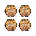 thumbnail image 1 of Leather Coasters with Heat-resistant for Drinks, Halloween Flamingos -标题2 Hexagon, 1 of 5