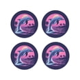 thumbnail image 1 of Leather Coasters with Heat-resistant for Drinks, Hawaiian Beach Dolphin -标题2 Round Shape, 1 of 5