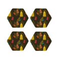 thumbnail image 1 of Leather Coasters with Heat-resistant for Drinks, Light Bulb Pattern vintageB -标题2 Hexagon, 1 of 5