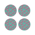 thumbnail image 1 of Leather Coasters with Heat-resistant for Drinks, Pink Donut Print Green -标题2 Round Shape, 1 of 5