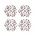 thumbnail image 1 of Leather Coasters with Heat-resistant for Drinks, Rose Flowers Green Leaves -标题2 Hexagon, 1 of 5