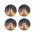 thumbnail image 1 of Leather Coasters with Heat-resistant for Drinks, Starry Sky Constellation Cat -标题2 Round Shape, 1 of 5