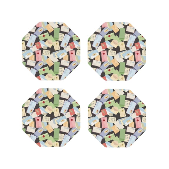 Leather Coasters with Heat-resistant for Drinks, color envelope Pattern -标题2 Octagon