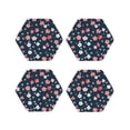 thumbnail image 1 of Leather Coasters with Heat-resistant for Drinks, peach blossom1 -标题2 Hexagon, 1 of 5