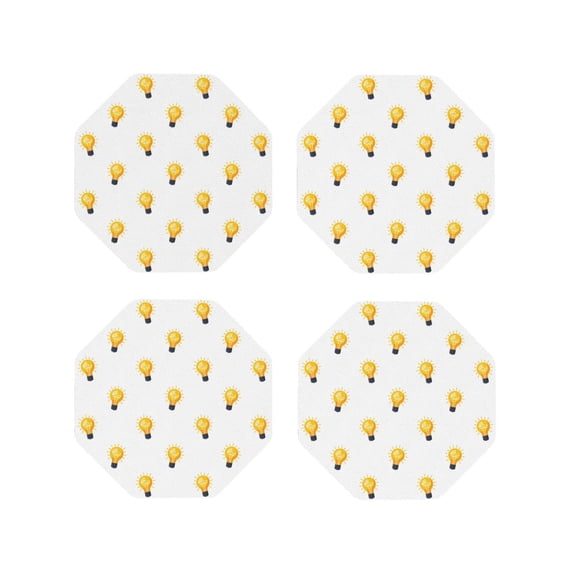 Leather Coasters with Heat-resistant for Drinks, white Light Bulbs Pattern -标题2 Octagon