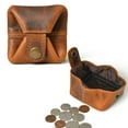 thumbnail image 1 of Leather Coin Pouch Change Holder Mini Pocket Wallet for Men Women (Vintage Brown, Pack of 1) (Cinnamon, Pack of 1), 1 of 4