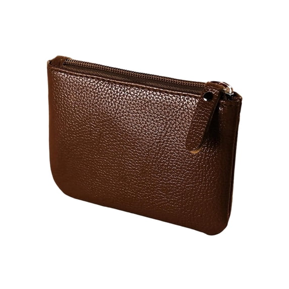 Leather Coin Purse Pouch with Zipper, Small Change Wallet for Men Women, Compact Card Holder Key Pouch for Coins Cash Cards, Gift for Him Her,Brown,coin purse